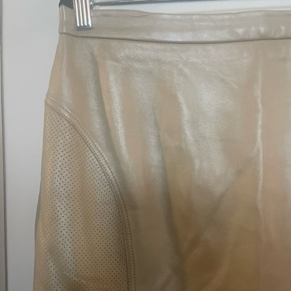 Vintage Terry Lewis Leather Skirt Size 12 Side Zip, Partial Elastic Waist. Aline - Picture 2 of 11